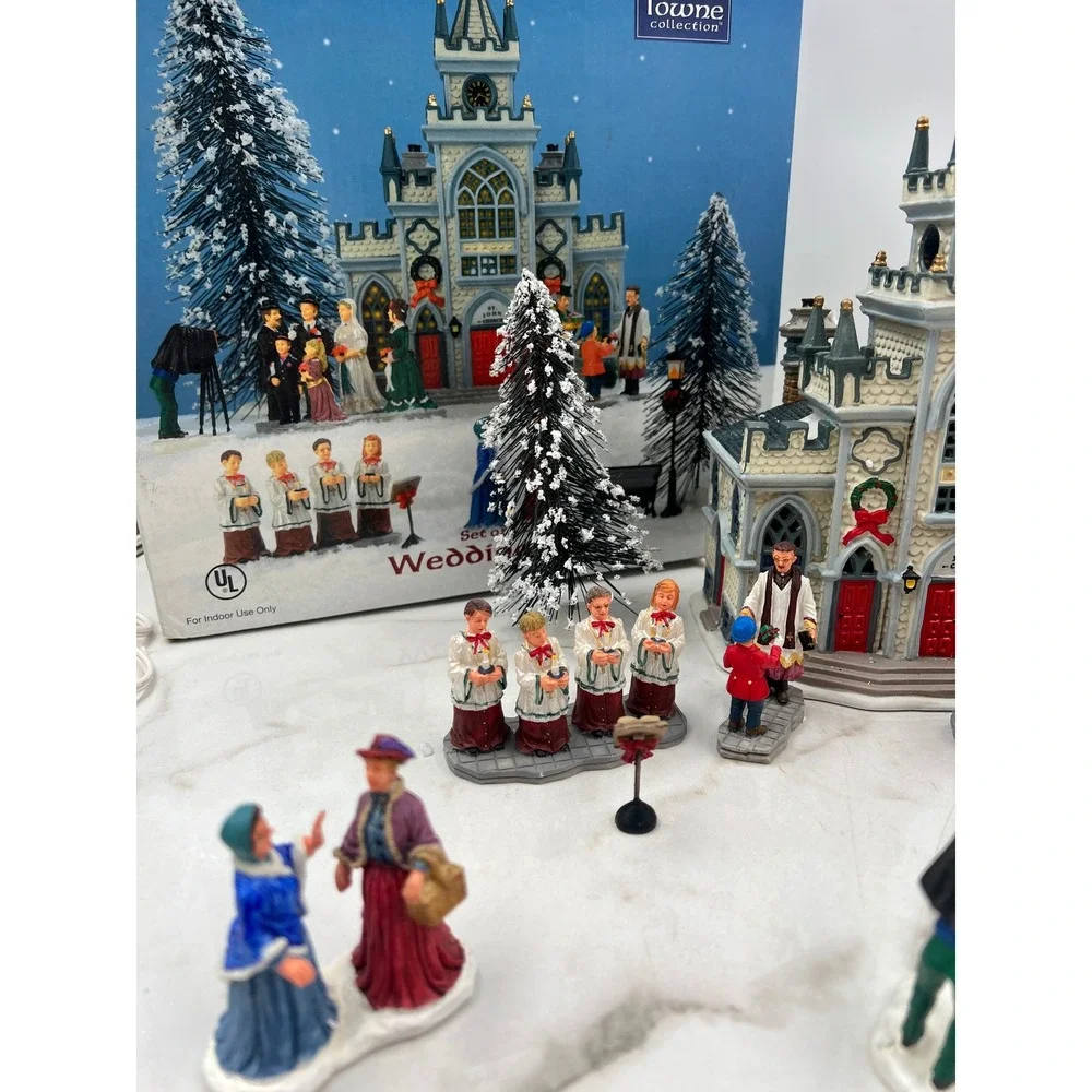 Lemax Carole Towne St John Church Wedding Set 2001 Christmas Village Lit Boxed